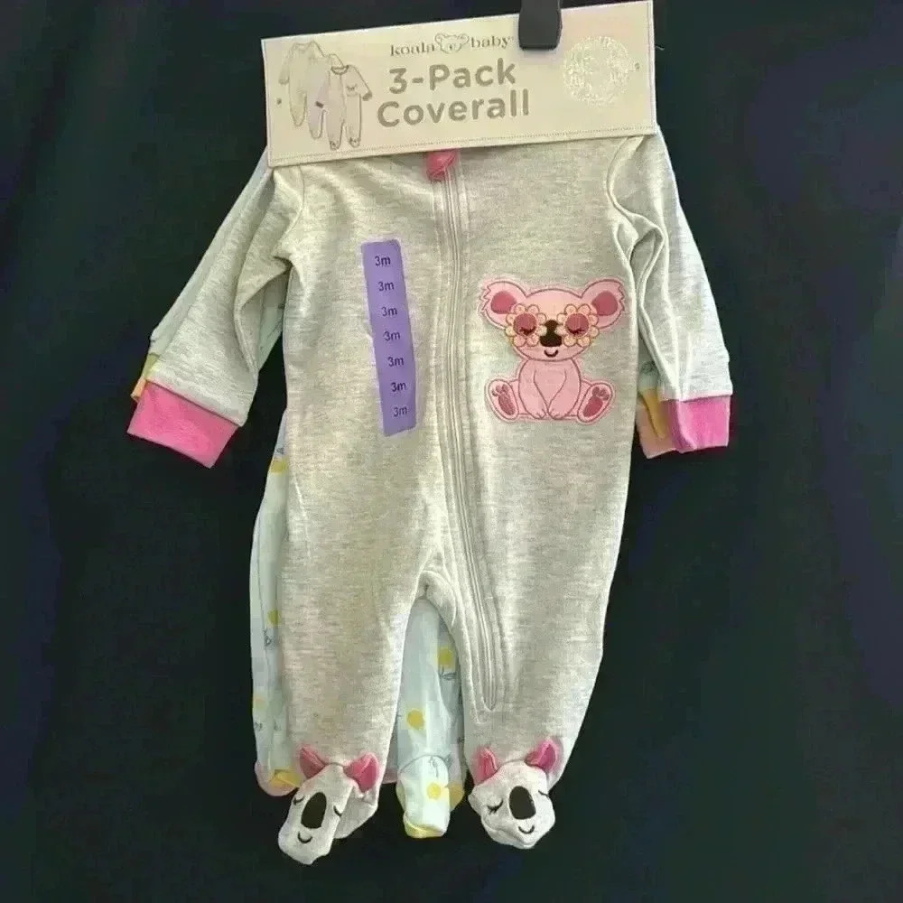 Koala Baby 3-Pack Coverall - 100% Cotton (NWT)